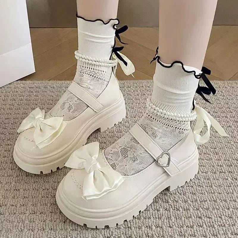 Women's Casual Shoes New Kawaii Pearl Chain Mary Jane Women's Shoes Fashion Versatile Lolita Loafers Outdoor Sandals