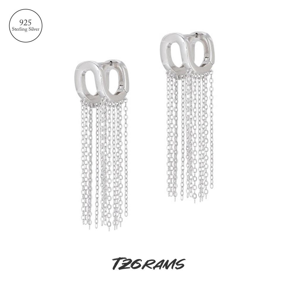 

925 Sterling Silver Long Tassel Drop Earrings For Women Minimalist Elegant Korean Trendy Birthday Party Jewelry Gift