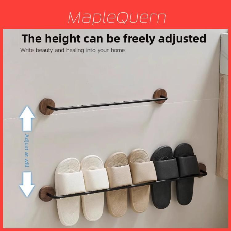 Modern Walnut Wood No Drill Shoe Rack Wall Mount With Water Drainage For Home Entrance