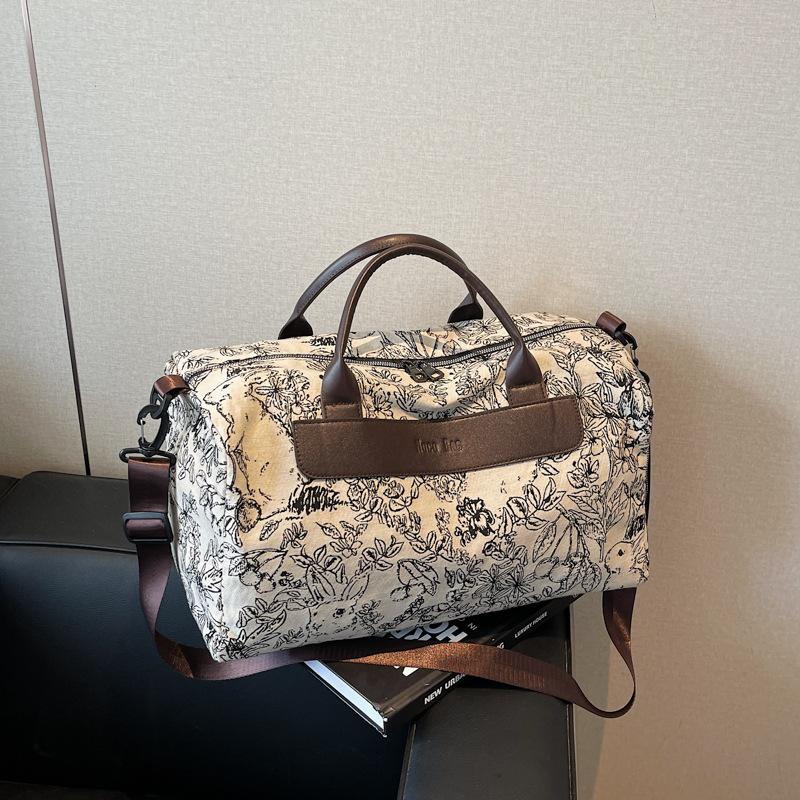 

Сумка вышитая большой вместимости женская новая повседневная сумка-мессенджер дорожная сумка для деловых поездок портативная сумка для коротких поездок темно-коричневого