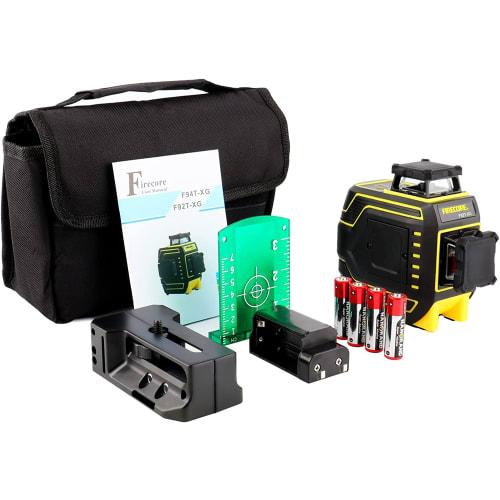 Firecore Laser Level, 2x360 Green, Green Laser Level with Cross Line, Large Square, Full Line Projection Model F92T-XG, Inclined Laser, Anti-Vibratio