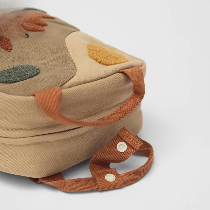 Dinosaur Fashion Backpack Hook Hair Embroidered Cartoon Canvas Kindergarten Children Backpack Boys Girls Student Schoolbag