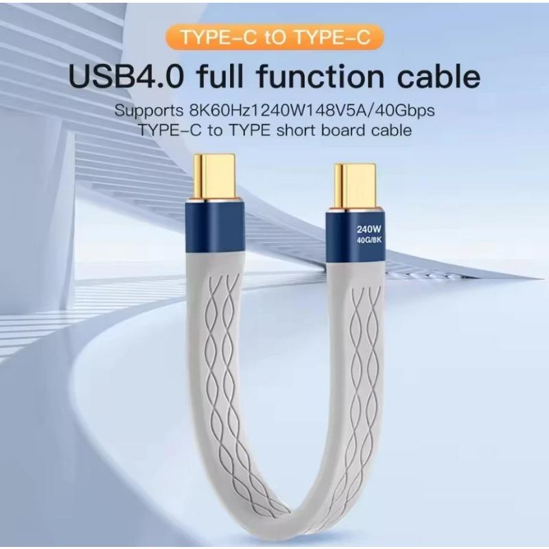 Cablu de date USB4.0 40Gbps PD 240W cu încărcare rapidă USB C la tip C, cablu scurt Powerbank, încărcător USB C, cablu de date 8K@60Hz