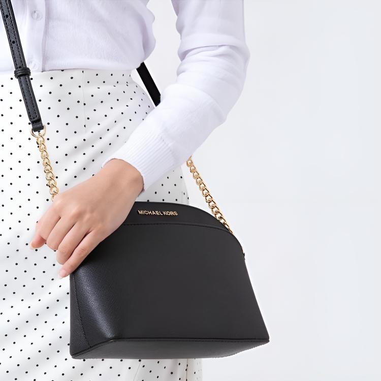 Michael Kors MK Jet Set Chain Round Zipper Shell Bag Crossbody Women bags Black 35S9GTVC2L-BLACK