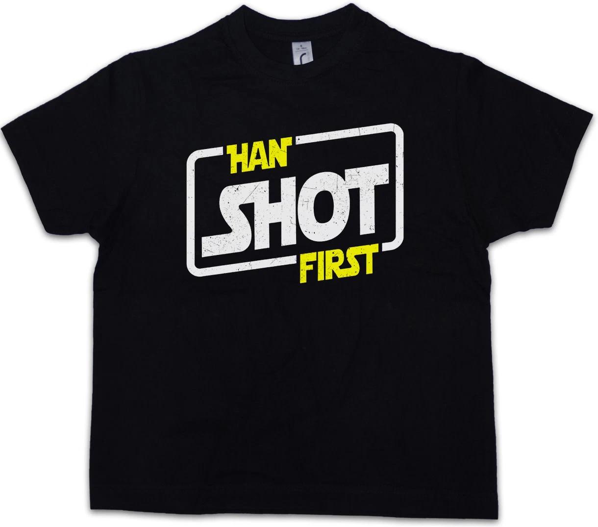

HAN SHOT FIRST Kids Boys T-Shirt Solo X Red Star Five Wars Wing Skywalker 160
