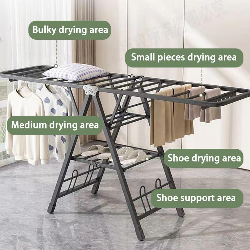 Foldable Clothes Drying Rack Laundry Rack Stainless Steel Thickened Drying Rack Household Indoor Balcony Baby Cool Hanger