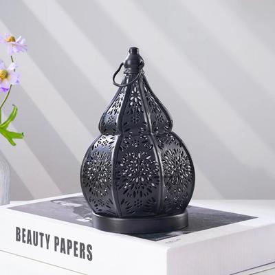 1pcs Iron Gourd Hollow Candlestick Projection Atmosphere Garden Lamp Courtyard Decoration Lamp Home Decoration Ornament