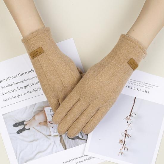1 Pair Women Winter Warm Gloves, Solid Color, Wear Resistant, Windproof, Thickened, Fleece Lined, Touchscreen Gloves