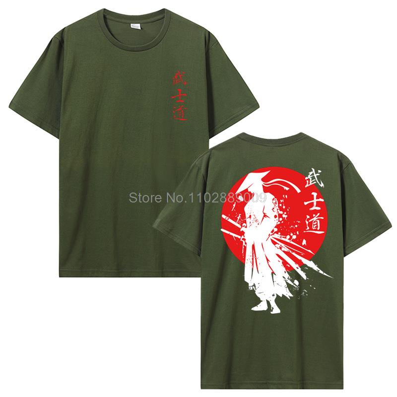 New Japan Samurai Spirit T Shirts Japanese Style Back Print Men Cotton Tshirt Anime T-shirt Bushido Male Gifts Tees Streetwear