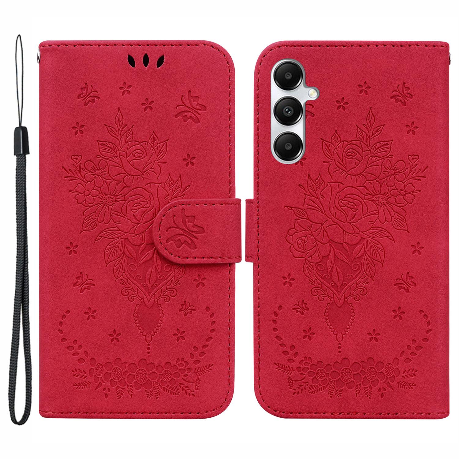 

For Samsung Galaxy A05s 4G Case Full Protection Imprinted PU Leather Phone Cover Red