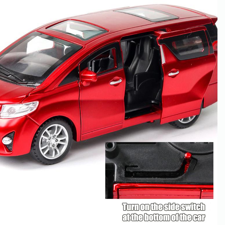 1:Model auta ze slitiny Toyota Alphard v měřítku 32, světelné a zvukové efekty tlakově lité autíčka pro chlapce Dárek k narozeninám Dětské hračky Kolekce aut