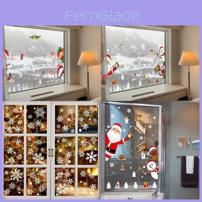 Colorful Christmas Stickers Featuring Santa Claus And Reindeer For Festive Window Displays
