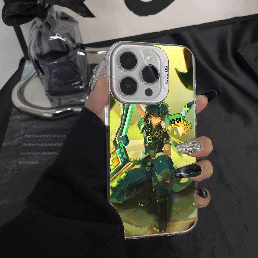 G-Genshin Impact Kinich Mualani Phone Case For iPhone 17,16,15,14,13,12,11,Pro,XS,Max,Plus,Mini,SE4 White Matte Shockproof Cover iPhone17Promax