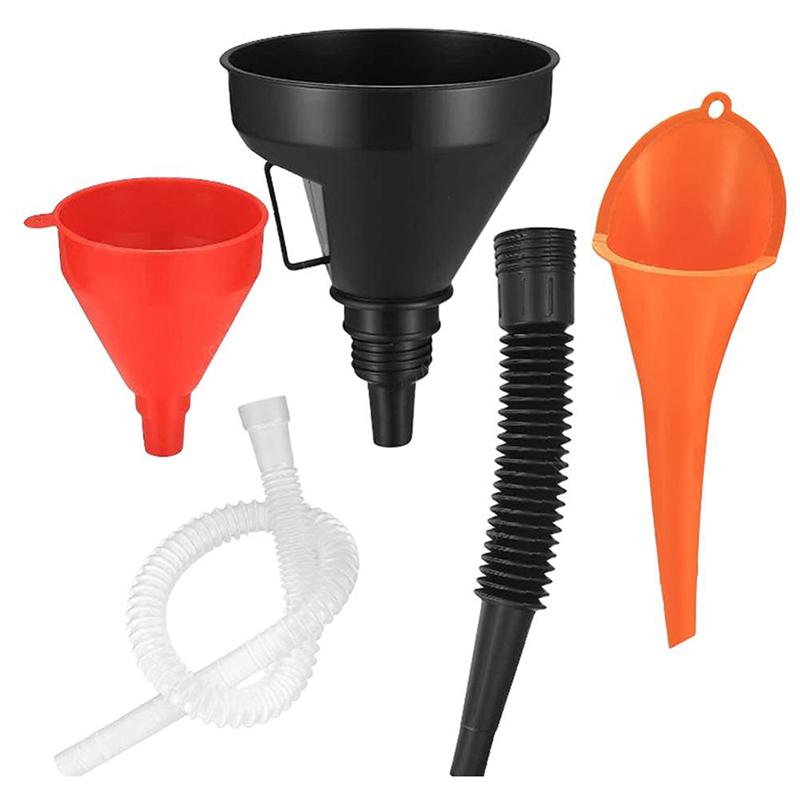 Car Plastic Funnel Set Wide-Mouth Fuel And Oil Multi-Purpose Flexible Right-Angle Funnel For Coolant And Oil