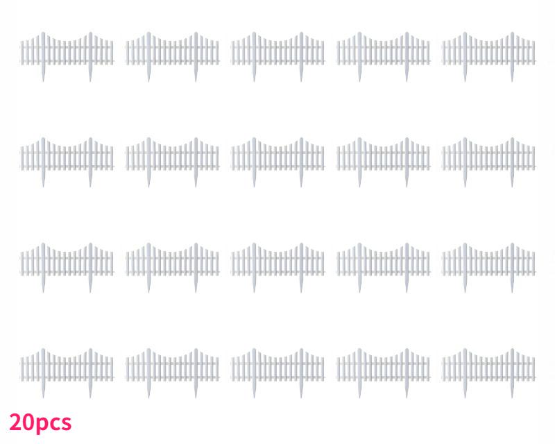

20 White Plastic Garden Fence Durable Weather-Resistant Lawn Flower Bed Border Easy Assembly Outdoor Landscape Stakes Yard Decor