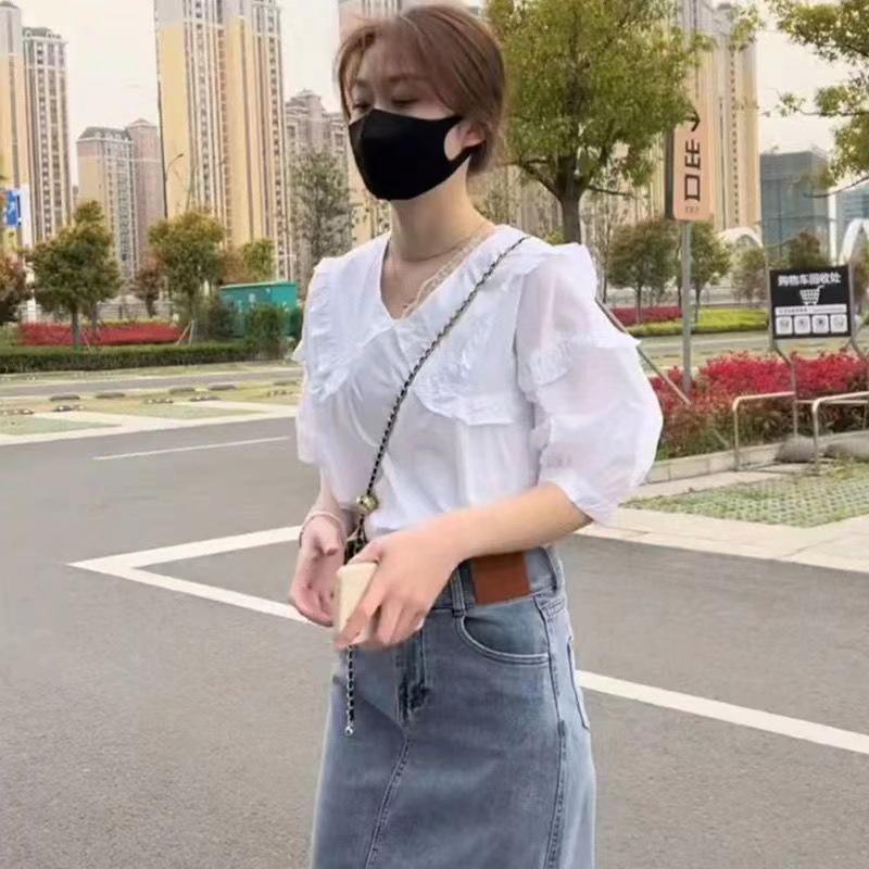 Women's Tencel Puff Sleeve Doll Collar Blouse - Summer 2024