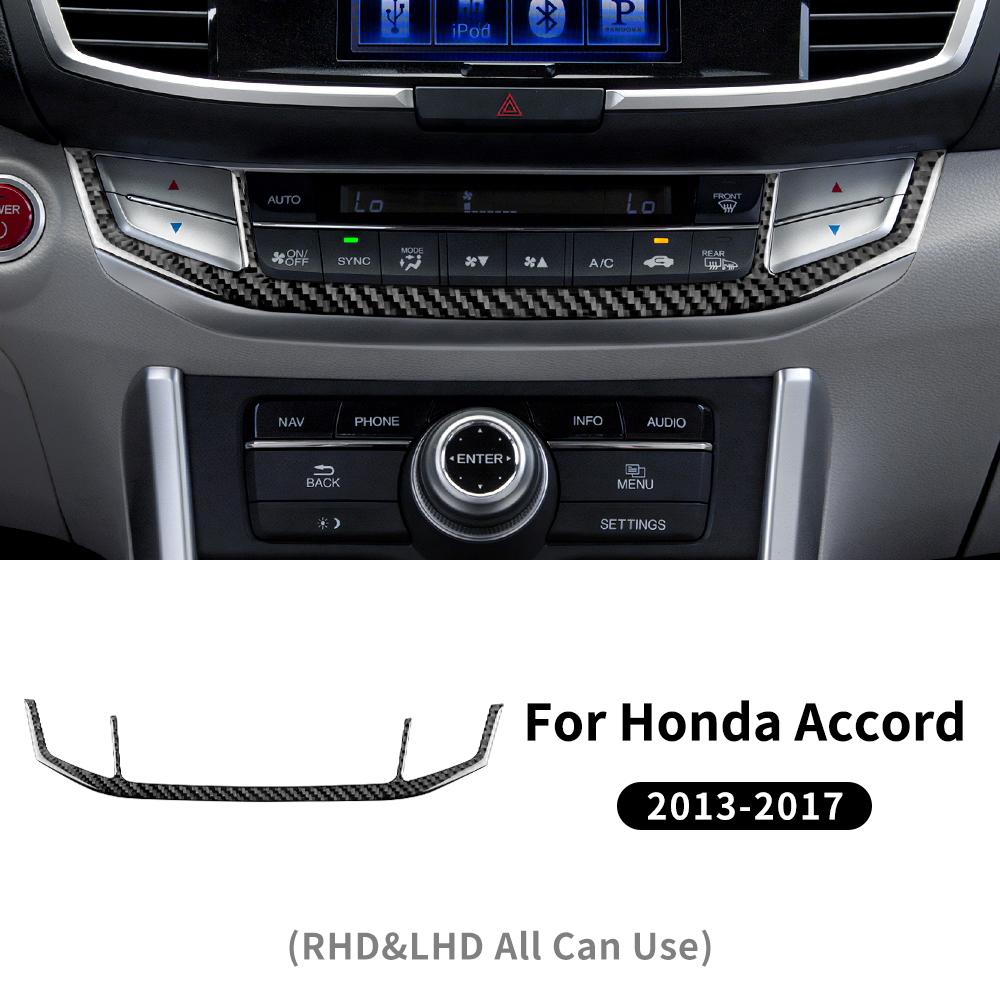 For Honda Accord 2013 2014 2015 2016 2017 Real Soft Carbon Fiber Sticker LHD RHD Car Air Conditioner Switch Interior Accessories. For Outer Black