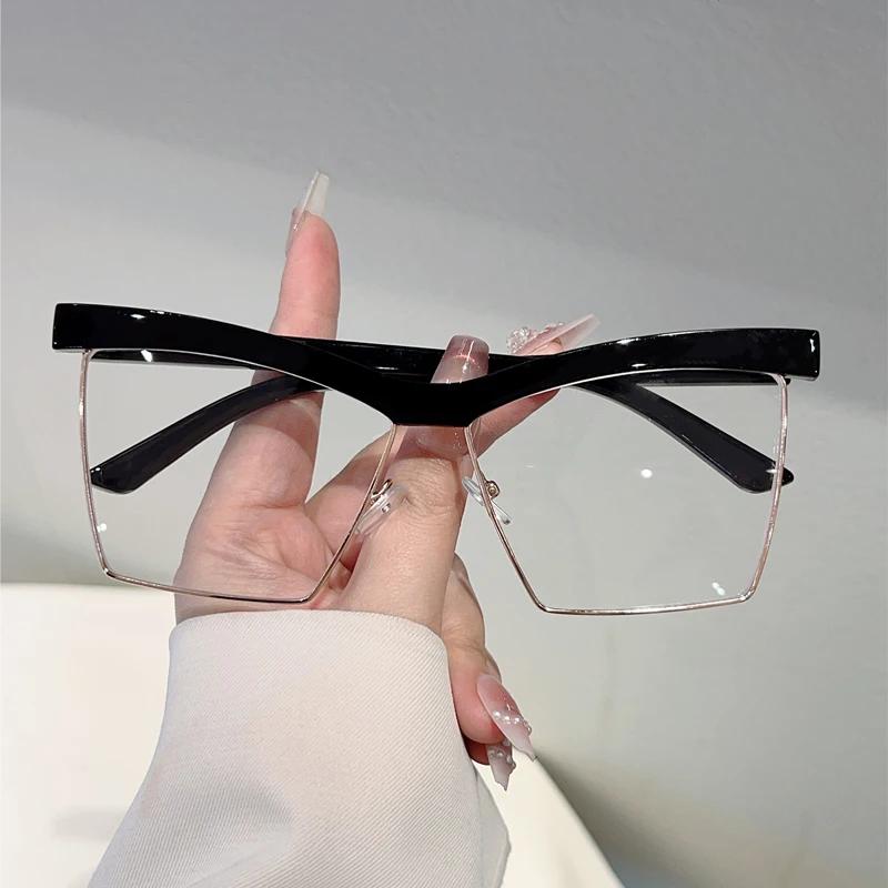 Oversized Cat Eye Glasses Women Fashion Blue Light Blocking Optical Frames  New Ins Trendy Brand Design Eyeglasses