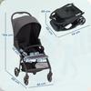 Faltbarer Kinderwagen, Verstellbare Rückenlehne, Fußstütze, Verdeck, Einkaufskorb, Gurtsystem, 15 kg, Dunkelgrau