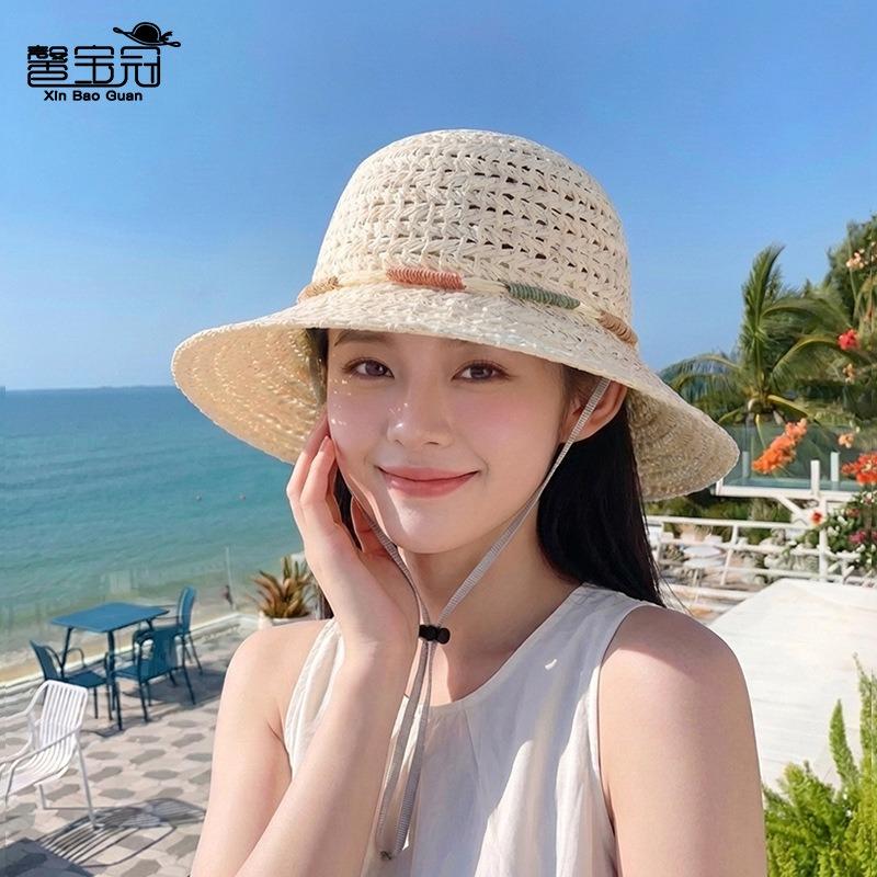 Women Summer Large Brim Sun Protection Straw Hat For Beach Vacation