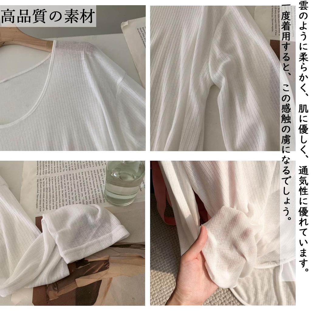 Ekieta Sheer Sun Loose Pullover Layering Long Fall Women's Blouse, Protection, Fit, Top, T-Shirt, Lightweight, Casual, Sleeve, Oversized, See-Through