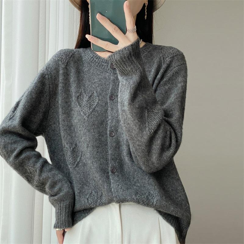 QingHe Cashmere Women's 30% Cashmere Cardigan - Soft & Warm Wool Blend Sweater