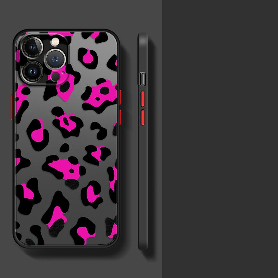 Leopard Print Phone Case for iPhone 16 11Pro 13 Mini 7 8 Plus XS Max SE XR 14 Pro 15Pro 12 Matte Cover