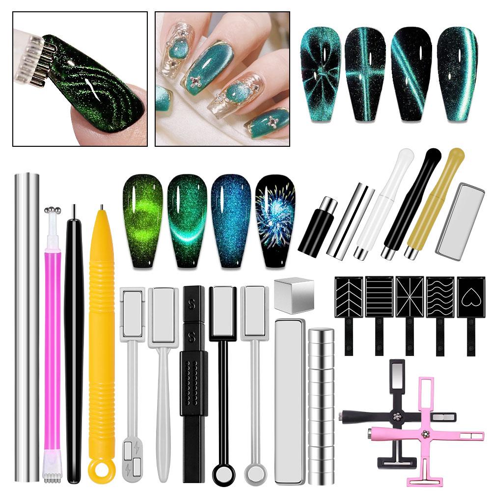 Nail Art Cat Magnetic Stick for 3D Cat Eye Gel Painting Nail Art Magnet Stick UV Gel Nail Polish Round Square Manicure Tool