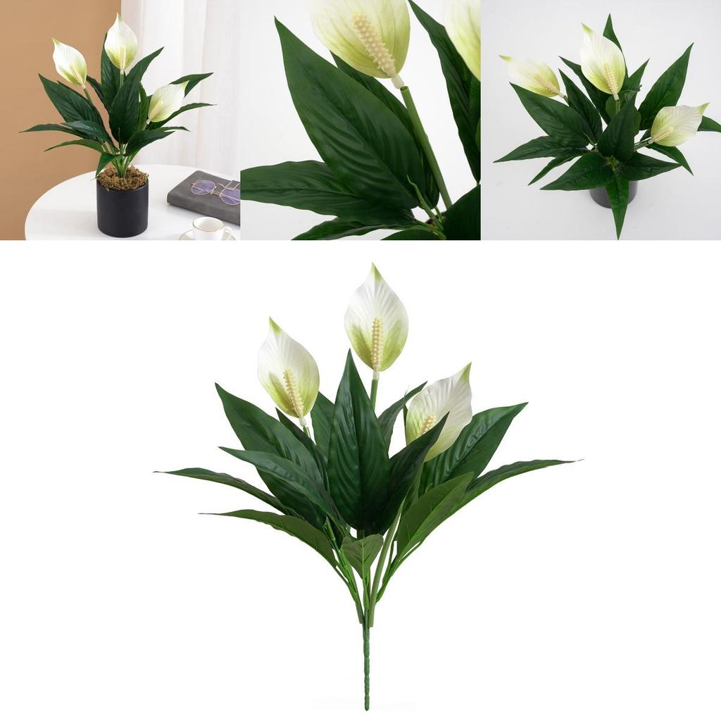 Silk Plant Spathiphyllum Artificial Flower Decor For Home Office Gift
