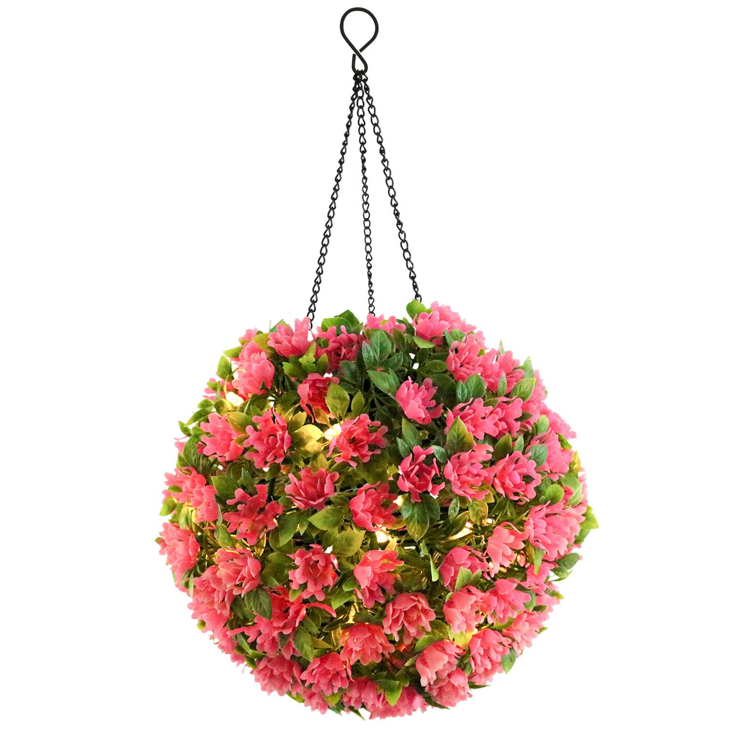 

Artificial Flower Grass Ball Chandelier Outdoor Garden Hanging Solar Lamp Topiary Ball Light,Size L A