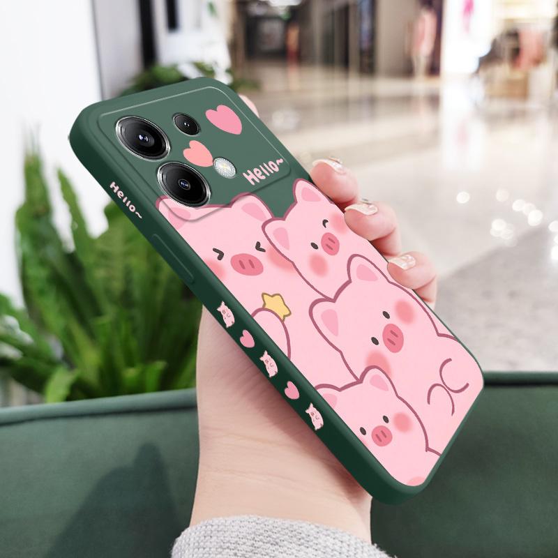 Happy Pig Phone Case For Xiaomi Poco F8 F7 X7 X6 F6 M6 M5 M5S F5 X5 F4 X4 M4 F3 M3 X3 Pro 4G 5G GT Silicone Cover