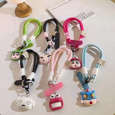 Cartoon Crayon Shin-Chan Phone Chain For Iphone For Samsung Huawei Xiaomi Anti-Lost Wrist Rope Strap Bag Decoration Keyrings