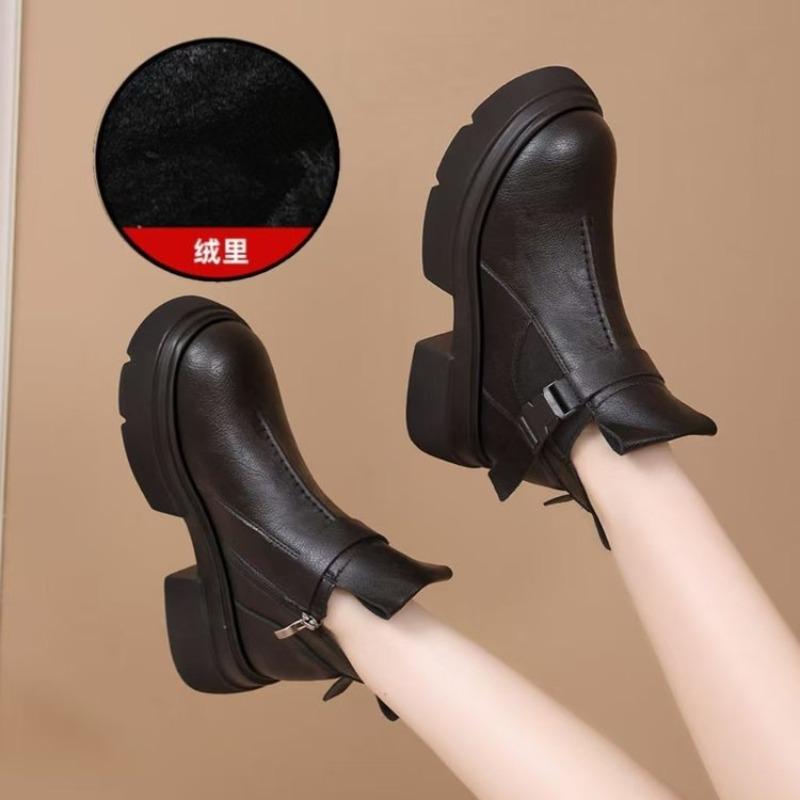 Small thick-soled Martin boots women's new autumn and winter retro versatile Chelsea short cotton boots
