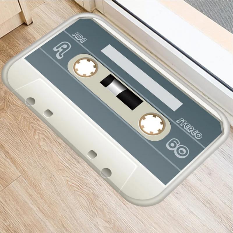 Retro Music Tape Pattern Doormat Home Decor Anti-slip Carpets Kitchen Bedroom Entrance Soft Floor Mat Washable Foot Mats