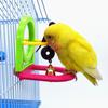 Random Color Bird Cage Mirror with Bell Hanging Parrot Basketball Toy  Parakeet