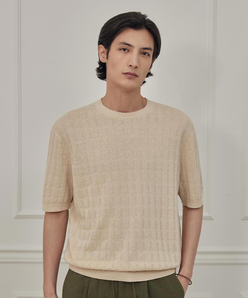 THEKNITCOMPANY Abyss Linen Brick Crewneck - Cannoli Cream