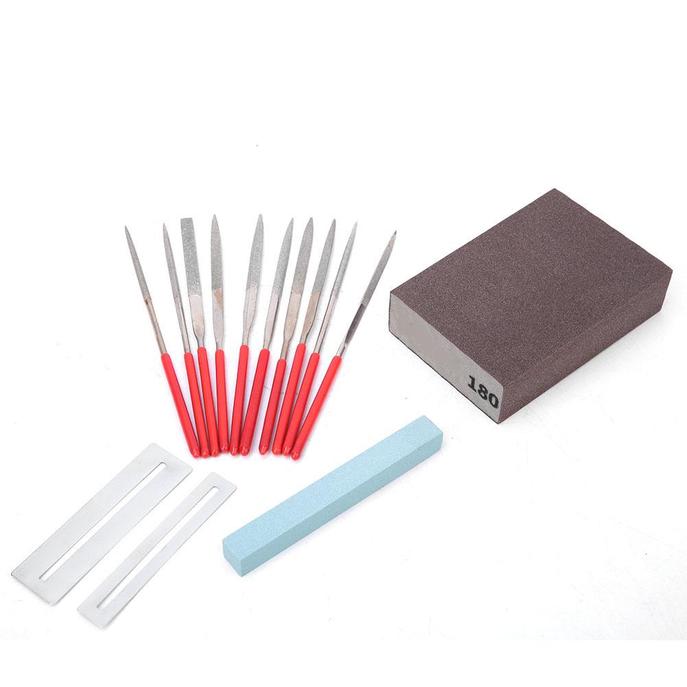 14 Pcs Guitar Repairing Tool Set Grinding Sponge Polishing Stone Fret Gauge File Set