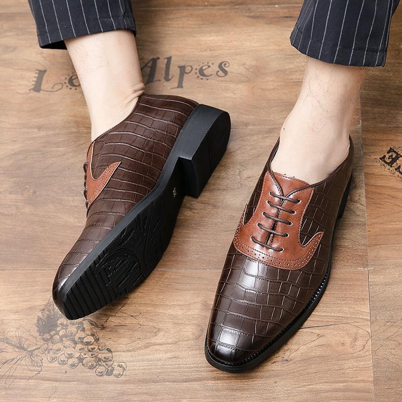 Luxury Mens Oxford Genuine Leather Shoes Black Brown Classic Shoes Brogue Lace Up Dress Wedding Office Business Men Formal Shoes