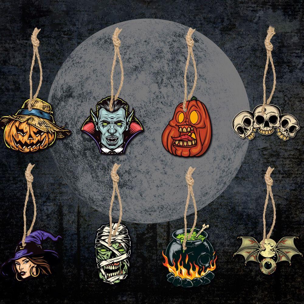 Cartoon Pumpkin Decoration Props Paper Craft Ghost Pendant Atmosphere Props