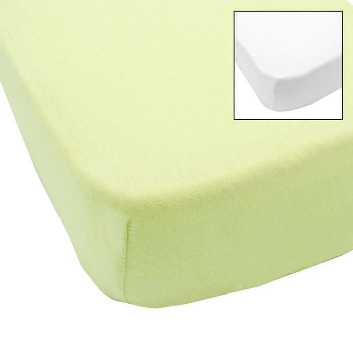 BABYCALIN 2 Draps Housse Bébé Blanc Vert 70 x 140 cm - Jersey - 130gr/m²