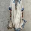Rochie Maxi de Vară Stil European pentru Femei, Croială Largă, Modă Elegantă, Decolteu Rotund, Imprimeu