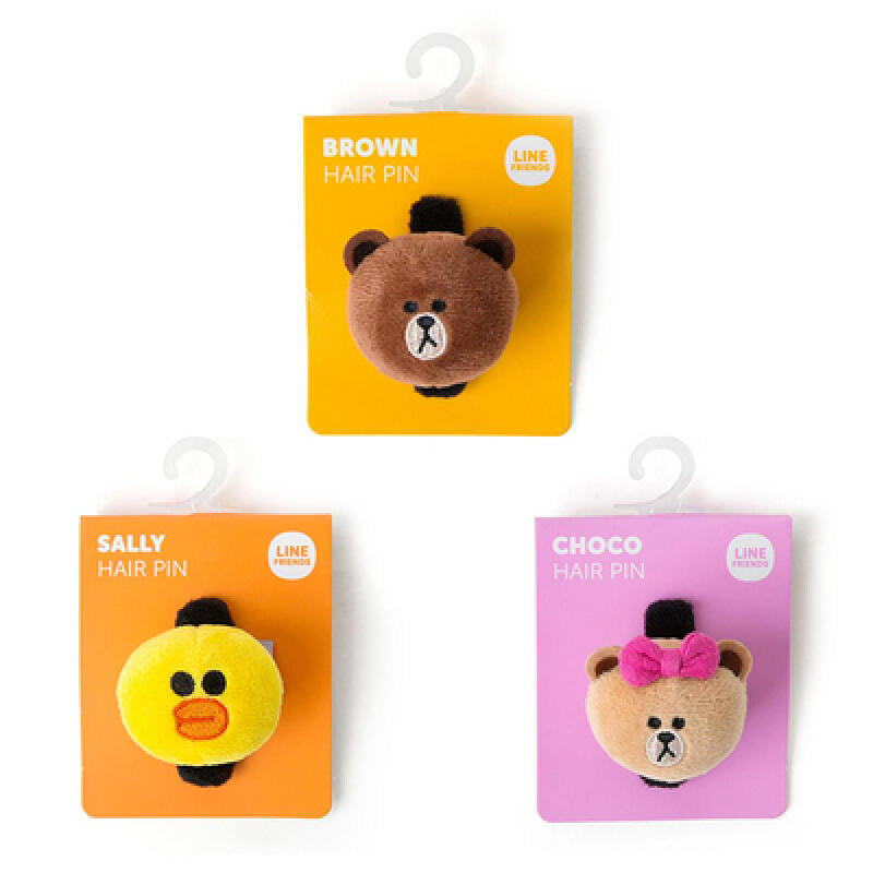 Line Friends Face Doll Hairpin (Clip Type) - Choose 1 from Brown, Sally, or Choco brown