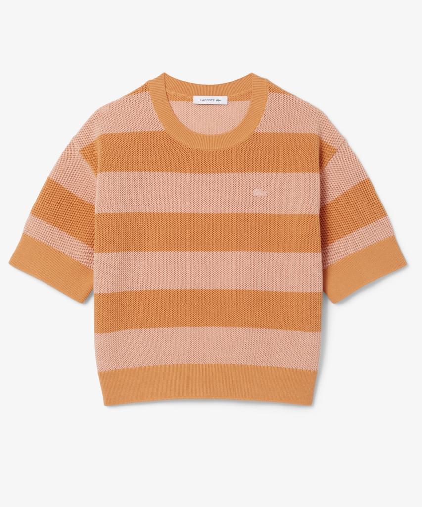 LACOSTE Women'S Summer Striped Short Sleeve Sweater Af9859-56G 4Im