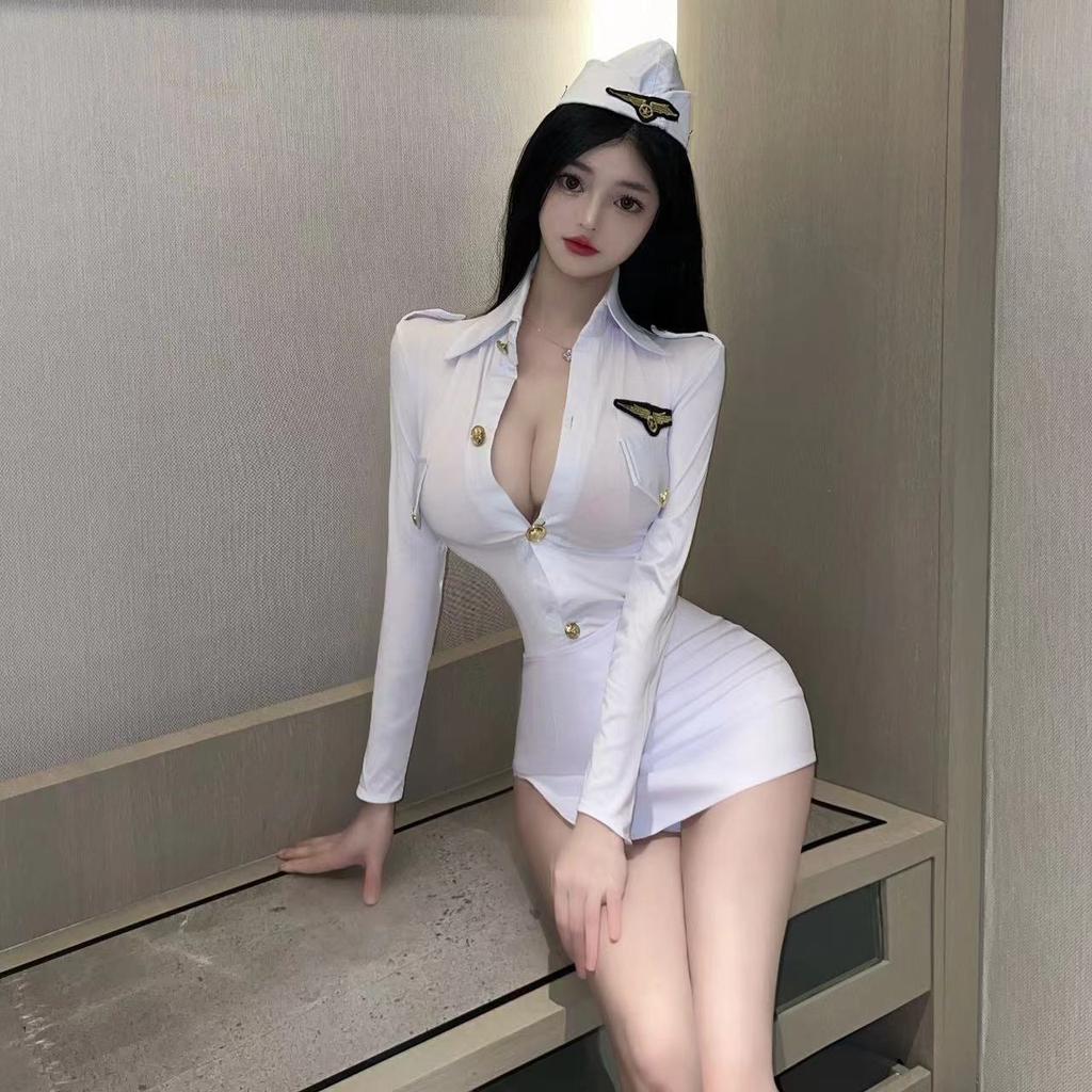Sexy Night Show Policewoman Cos Uniform Stewardess Outfit Wind Royal Sister Seduction Leggings