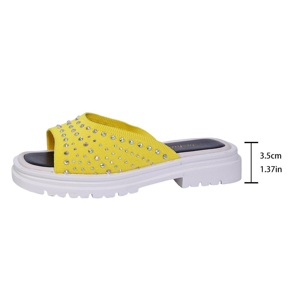 Fashion Ladies Slippers Summer Fashion Casual Mesh Comfortable Sequined Platform Waterproof Slippers Outdoor Flat Shoes. Plus Size43