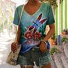 Short Sleeved Trendy Versatile Fashion Loose Top Summer Thin V-neck T-shirt