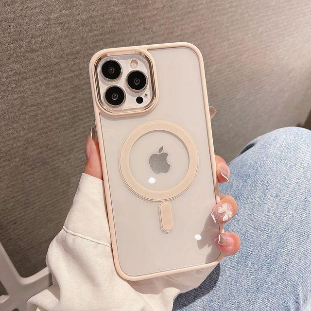 Magsafe pouzdro na telefon pro iPhone 14 12 11 13 Pro Max Clear Hard Pc Zadní silikonový nárazník Kovový kryt fotoaparátu