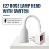 EU Stecker E27 Fassung Glühbirnenhalter Direkter Stecker Schwenkkopf Mit Schalter LED Tischlampenfassung Edelstahl Schlauch Lenkhebel