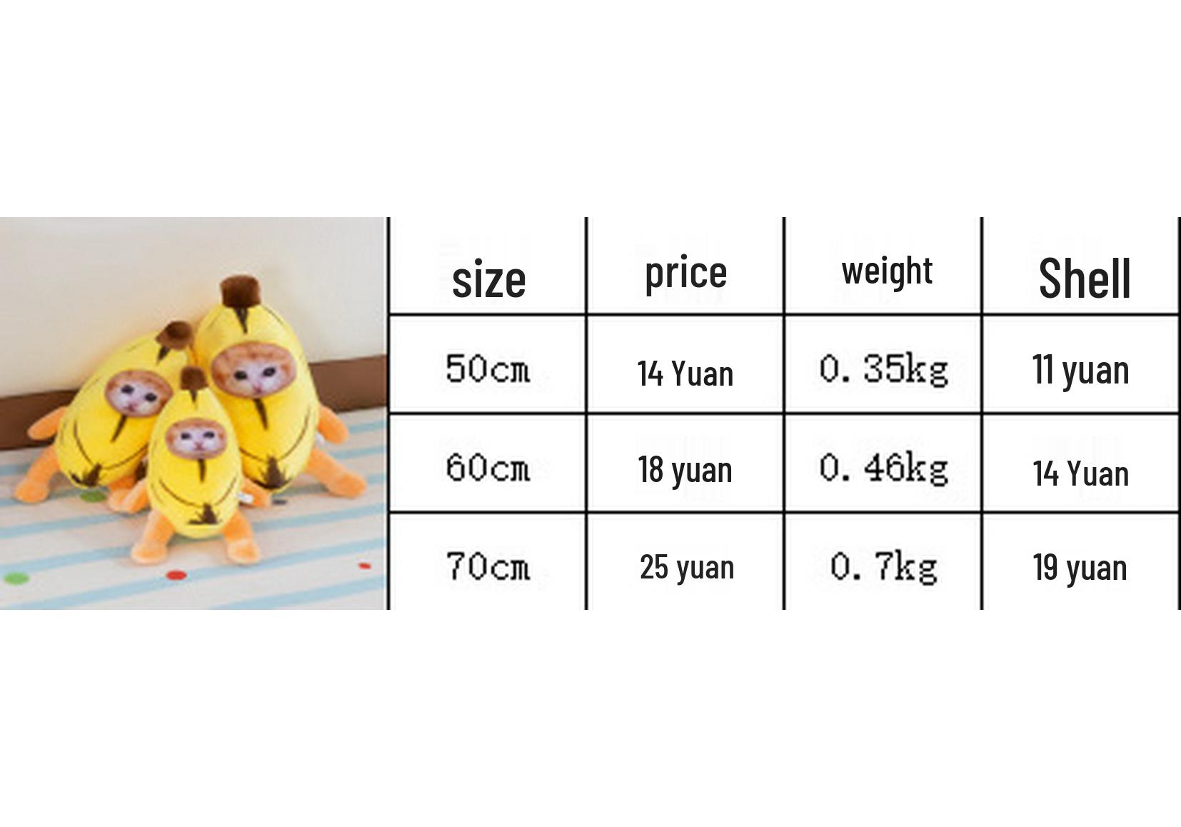 Adorable Banana Cat Plush Pillow - Cute, Funny Hugging Doll for Girls Birthdays, TikTok Style 50 cm