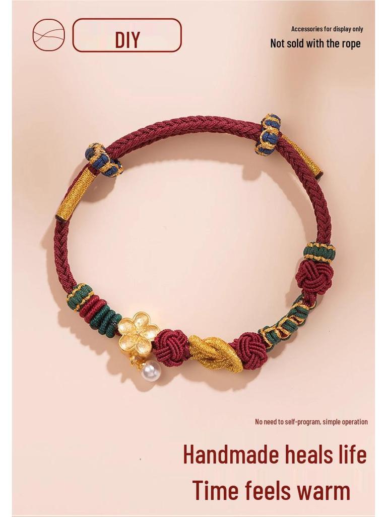 Chinese Style Gold Braided Rope Bracelet: Wearable Hand-Woven Rope for Couples, Perfect Christmas Gift